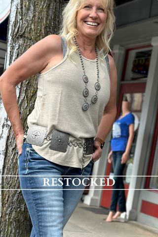 Women's Angel Ranch Square Silver Concho Chain Belt-Belt-M&F-Gallop 'n Glitz- Women's Western Wear Boutique, Located in Grants Pass, Oregon