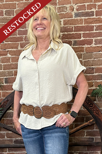 Soft and Airy Rolled Cuff Button Up-top-Allie Rose-Gallop 'n Glitz- Women's Western Wear Boutique, Located in Grants Pass, Oregon