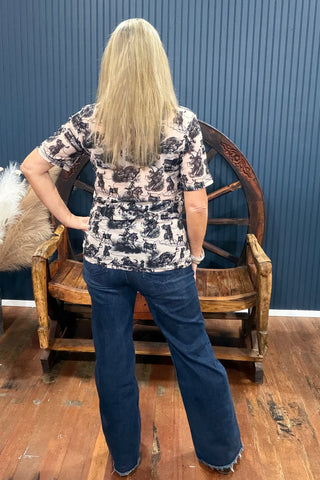 Rodeo Road Short Sleeve Mesh Top-Mesh Top-Sterling Kreek-Gallop 'n Glitz- Women's Western Wear Boutique, Located in Grants Pass, Oregon