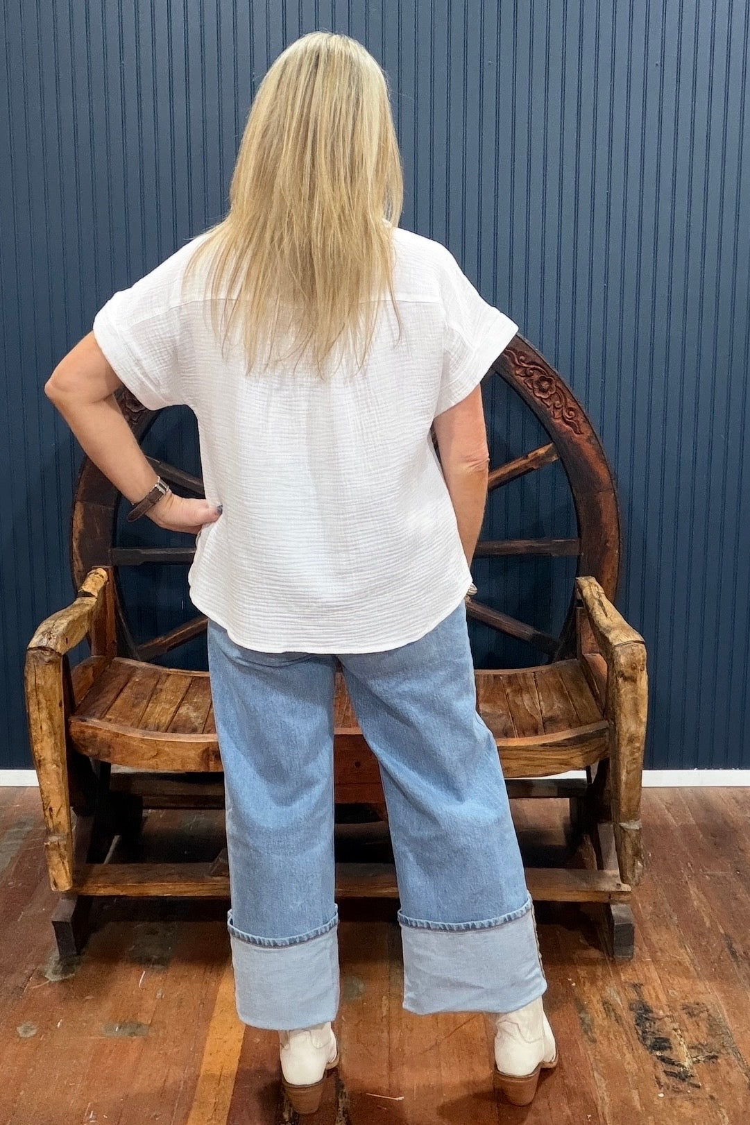 Summer Breeze Button Up Top - White-top-Cozy Co-Gallop 'n Glitz- Women's Western Wear Boutique, Located in Grants Pass, Oregon
