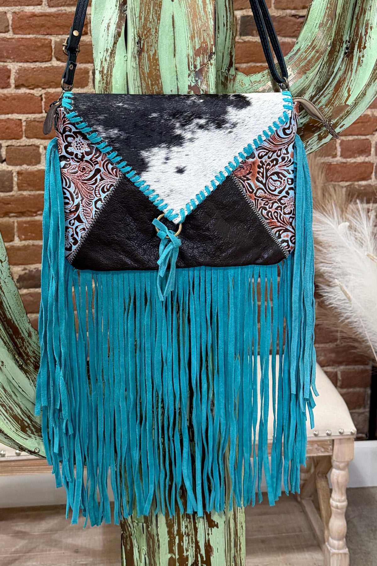 Blue Fringe Wanderer Bag by Myra-Handbags & Accessories-Myra-Gallop 'n Glitz- Women's Western Wear Boutique, Located in Grants Pass, Oregon
