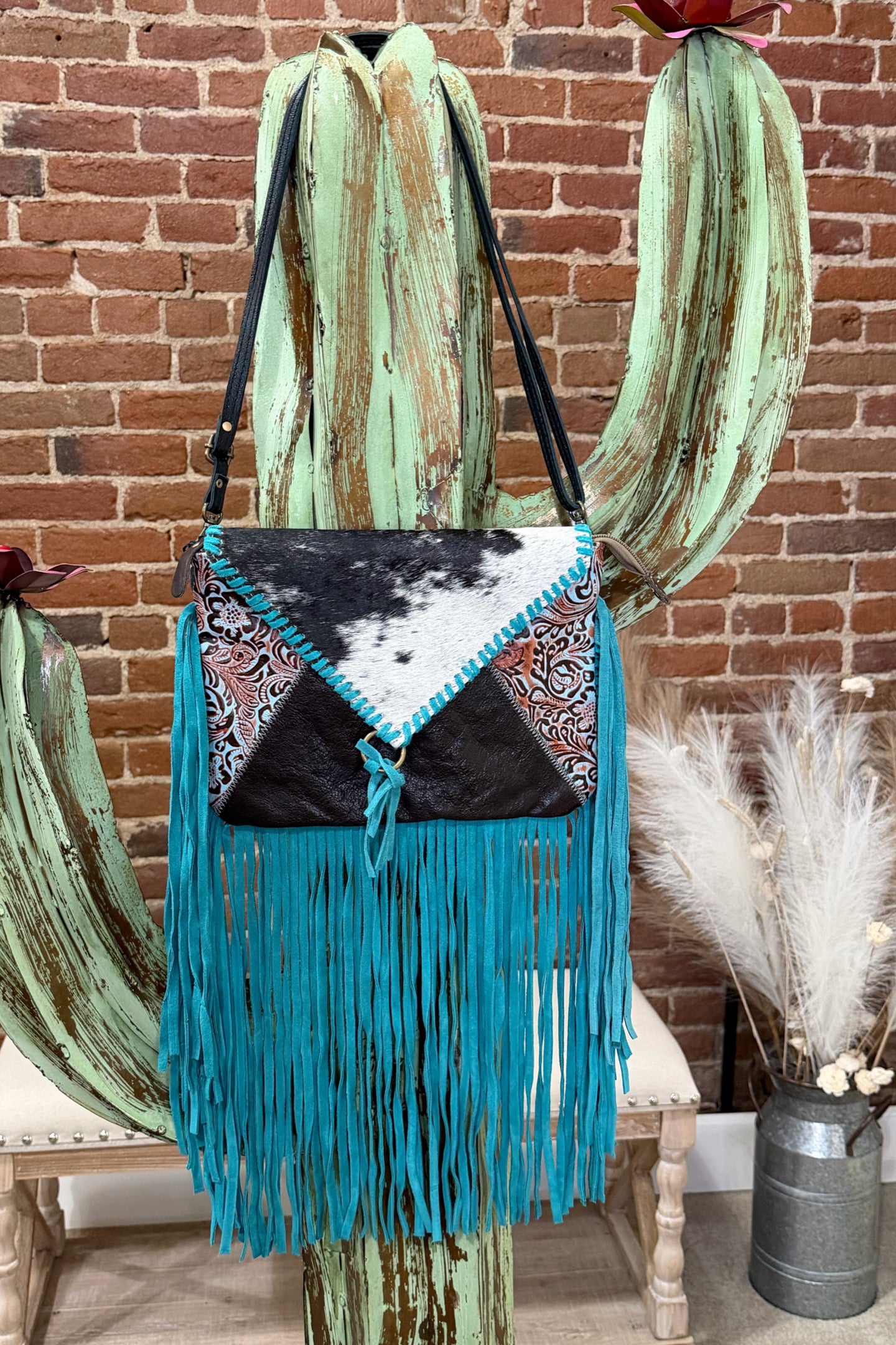 Blue Fringe Wanderer Bag by Myra-Handbags & Accessories-Myra-Gallop 'n Glitz- Women's Western Wear Boutique, Located in Grants Pass, Oregon