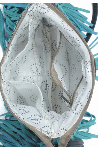 Blue Fringe Wanderer Bag by Myra-Handbags & Accessories-Myra-Gallop 'n Glitz- Women's Western Wear Boutique, Located in Grants Pass, Oregon