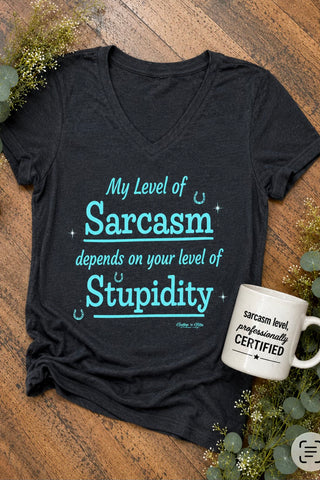My Level of Sarcasm... Tee-Graphic Tee-Gallop 'n Glitz-Gallop 'n Glitz- Women's Western Wear Boutique, Located in Grants Pass, Oregon