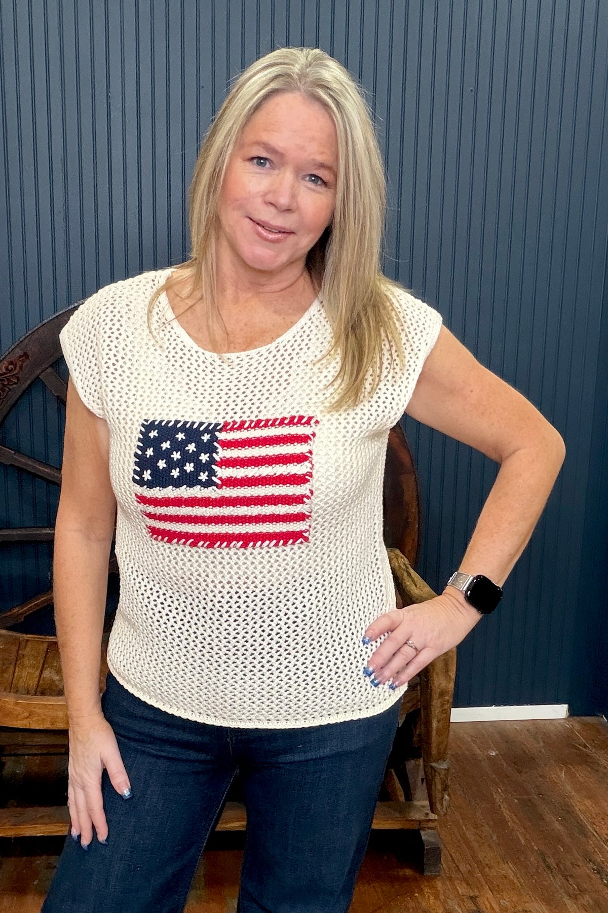 All-American Knit Tank Oatmeal-Tank-ee:some-Gallop 'n Glitz- Women's Western Wear Boutique, Located in Grants Pass, Oregon
