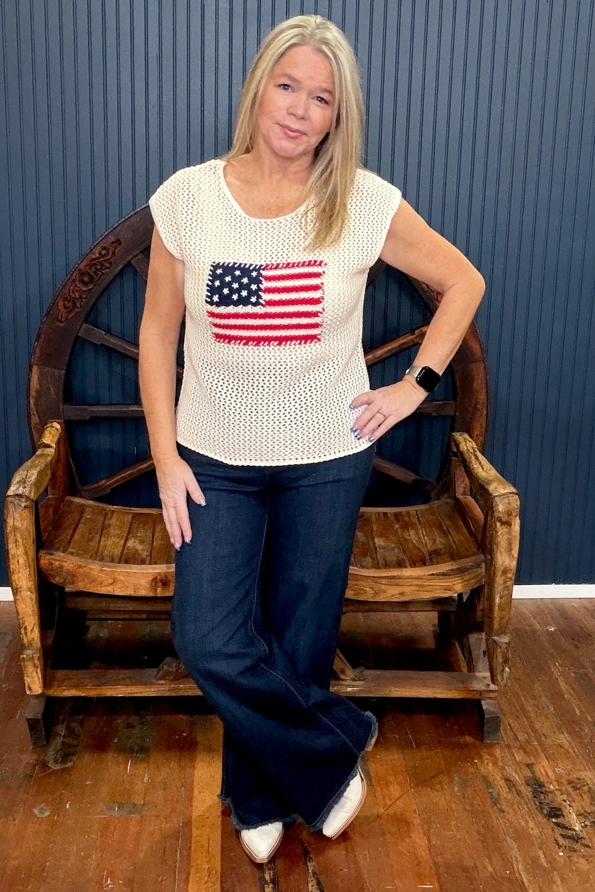 All-American Knit Tank Oatmeal-Tank-ee:some-Gallop 'n Glitz- Women's Western Wear Boutique, Located in Grants Pass, Oregon