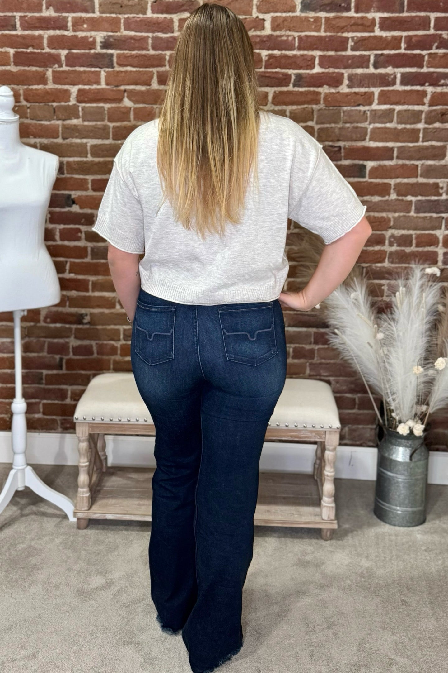 Short Sleeve Cropped Sweater Oatmeal-Top-ee:some-Gallop 'n Glitz- Women's Western Wear Boutique, Located in Grants Pass, Oregon