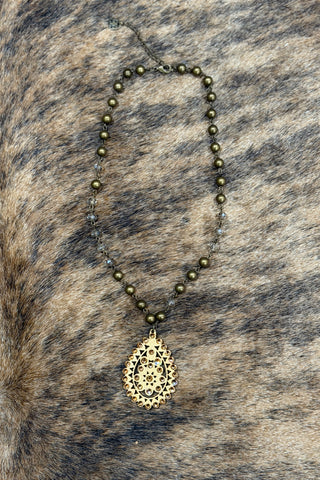 Santa Fe Austrian Crystal Teardrop Necklace-Jewelry-Pink Panache-Gallop 'n Glitz- Women's Western Wear Boutique, Located in Grants Pass, Oregon