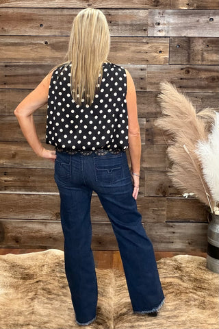 Satin After Sundown Polka Dot Blouse-Top-ee:some-Gallop 'n Glitz- Women's Western Wear Boutique, Located in Grants Pass, Oregon