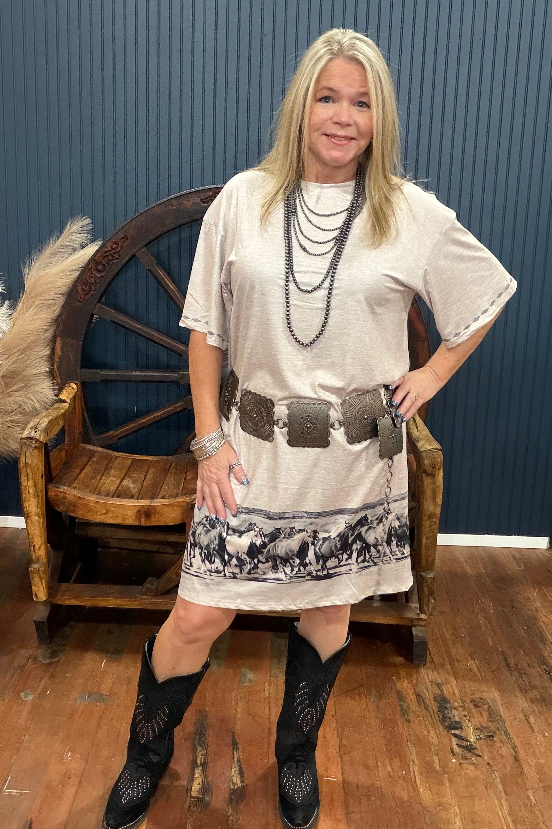 Silver Spur T-Shirt Dress-dress-Sterling Kreek-Gallop 'n Glitz- Women's Western Wear Boutique, Located in Grants Pass, Oregon