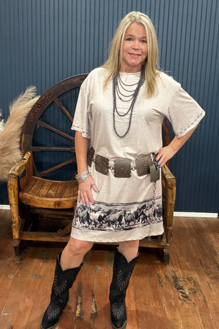 Silver Spur T-Shirt Dress-dress-Sterling Kreek-Gallop 'n Glitz- Women's Western Wear Boutique, Located in Grants Pass, Oregon