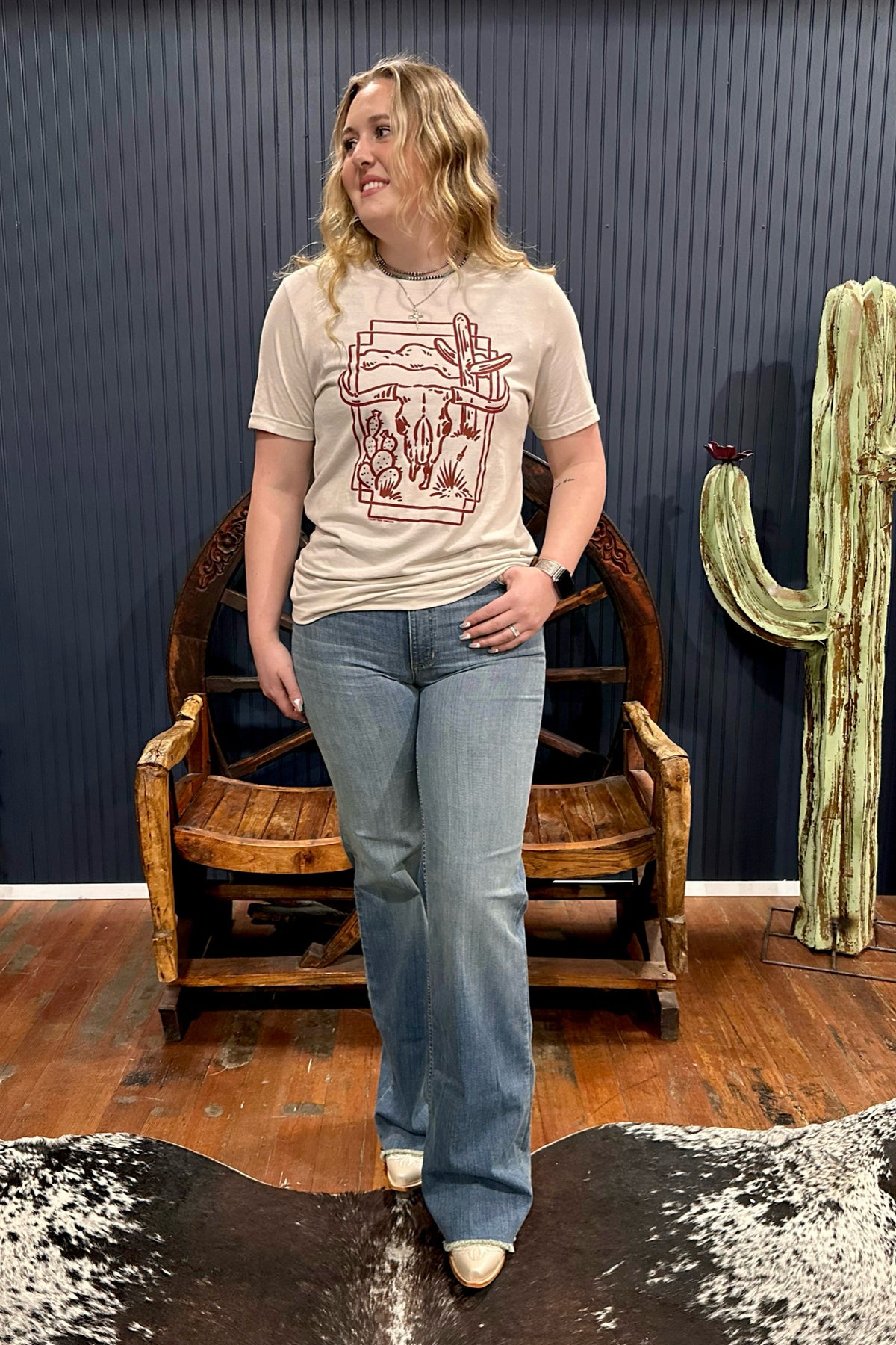 Western Skull and Cactus Tee-Graphic Tee-Texas True-Gallop 'n Glitz- Women's Western Wear Boutique, Located in Grants Pass, Oregon