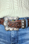 Snow Creek Belt Buckle Set-Belt-Sterling Kreek-Gallop 'n Glitz- Women's Western Wear Boutique, Located in Grants Pass, Oregon