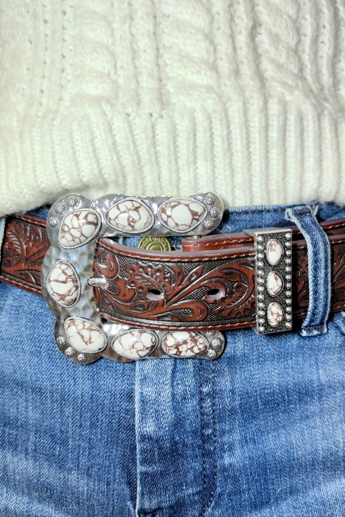 Snow Creek Belt Buckle Set-Belt-Sterling Kreek-Gallop 'n Glitz- Women's Western Wear Boutique, Located in Grants Pass, Oregon