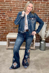 Denim Aztec Design Jacket by Grace in LA-Jacket-Grace in LA-Gallop 'n Glitz- Women's Western Wear Boutique, Located in Grants Pass, Oregon