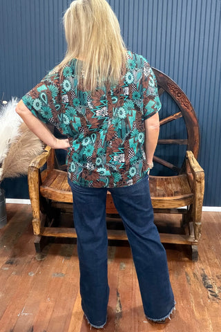 Tattoos In Turquoise Mesh Top-Mesh Top-Sterling Kreek-Gallop 'n Glitz- Women's Western Wear Boutique, Located in Grants Pass, Oregon