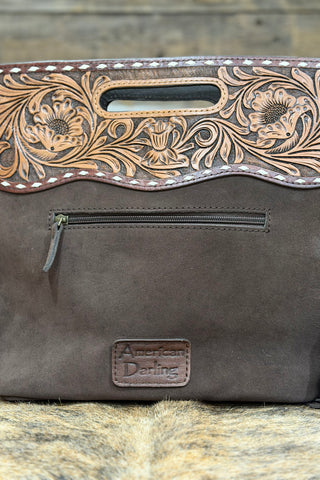 Cross body Bag With Tooling and Fringe