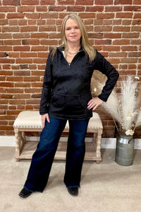 Tooled in Black Quarter Zip Pullover-Sweater-Sterling Kreek-Gallop 'n Glitz- Women's Western Wear Boutique, Located in Grants Pass, Oregon