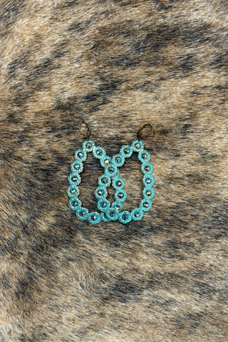 Turquoise Austrian Crystal Tear Drop Earring-Jewelry-Pink Panache-Gallop 'n Glitz- Women's Western Wear Boutique, Located in Grants Pass, Oregon