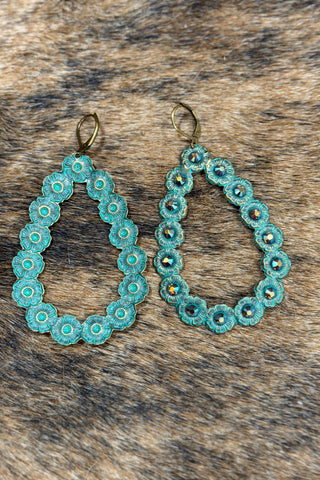 Turquoise Austrian Crystal Tear Drop Earring-Jewelry-Pink Panache-Gallop 'n Glitz- Women's Western Wear Boutique, Located in Grants Pass, Oregon
