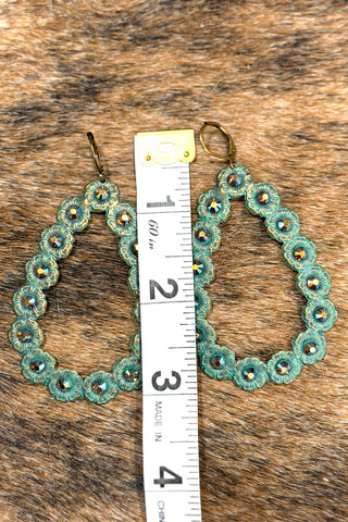 Turquoise Austrian Crystal Tear Drop Earring-Jewelry-Pink Panache-Gallop 'n Glitz- Women's Western Wear Boutique, Located in Grants Pass, Oregon
