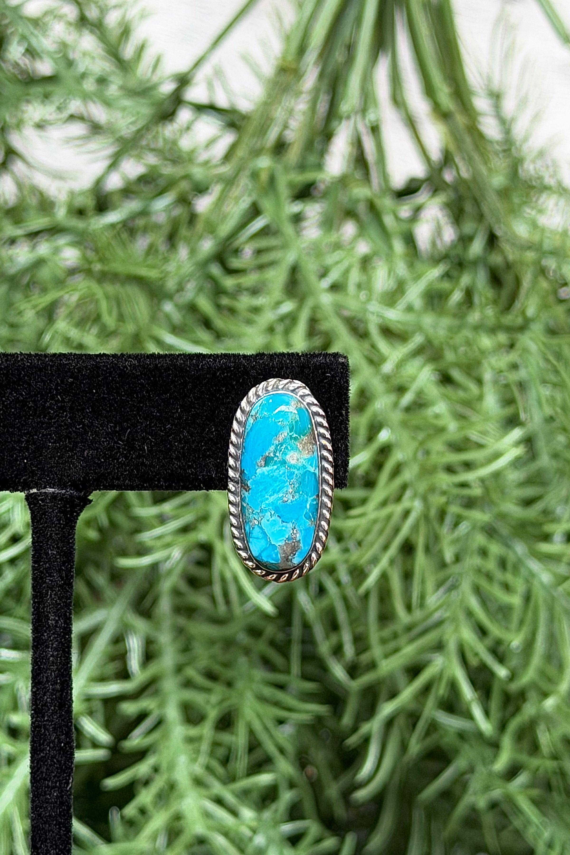Sterling Silver Turquoise Earring With Rope Border-Jewelry-BOHO SOL-Gallop 'n Glitz- Women's Western Wear Boutique, Located in Grants Pass, Oregon