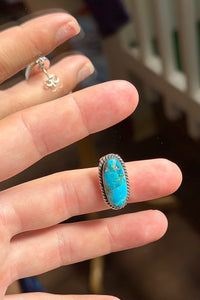 Sterling Silver Turquoise Earring With Rope Border-Jewelry-BOHO SOL-Gallop 'n Glitz- Women's Western Wear Boutique, Located in Grants Pass, Oregon