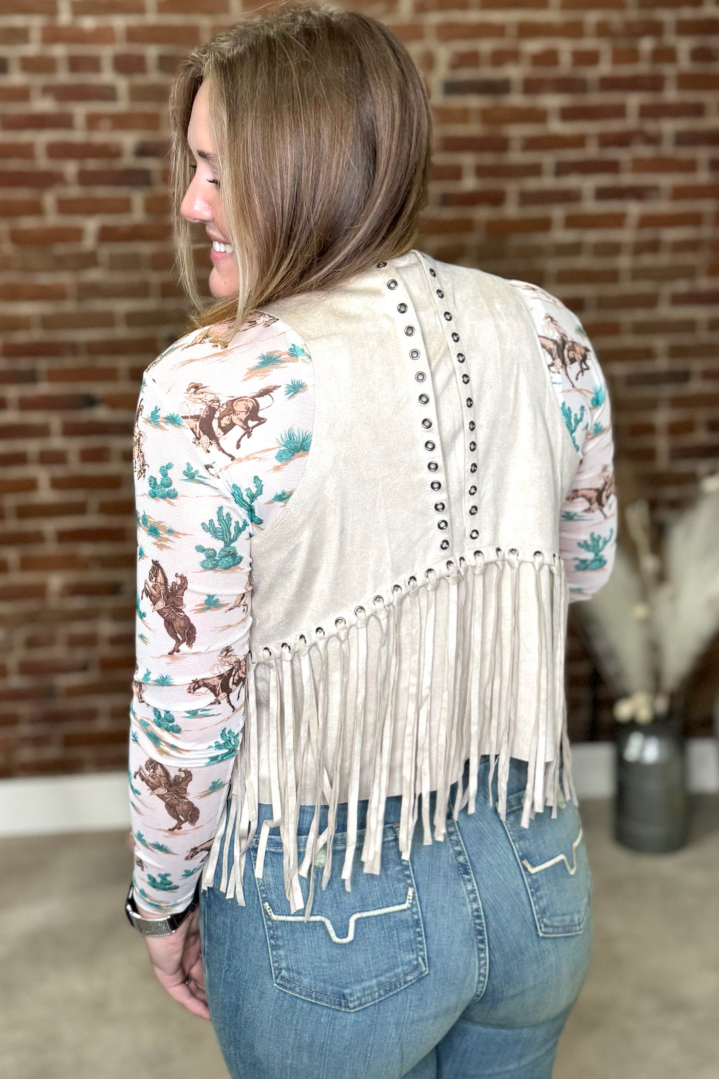 Fringe Faux Suede Vest-Vest-Vocal-Gallop 'n Glitz- Women's Western Wear Boutique, Located in Grants Pass, Oregon