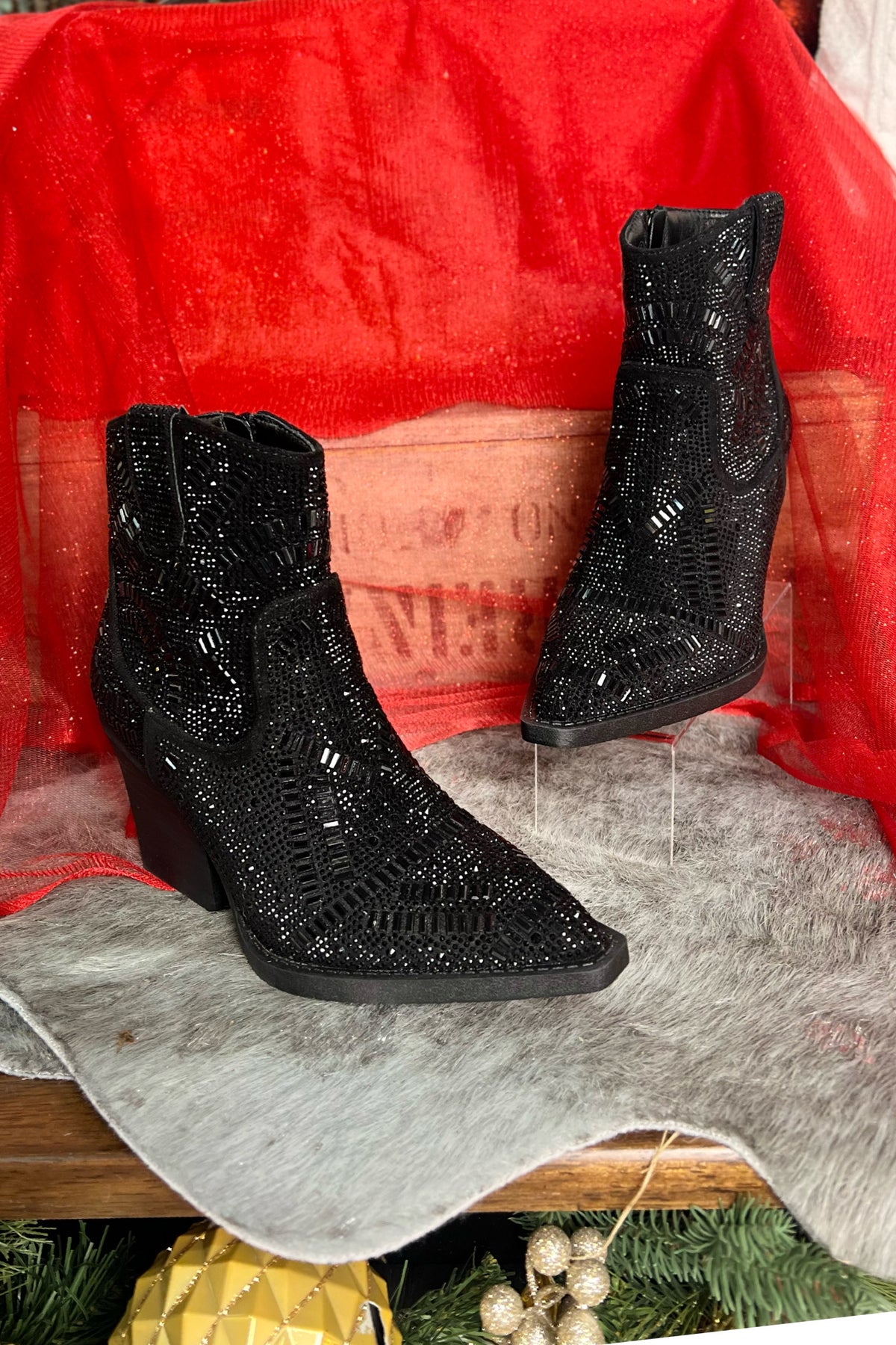 Very G MAZE Rhinestone Cowboy Bootie in Black-Women's Shoes-Very G-Gallop 'n Glitz- Women's Western Wear Boutique, Located in Grants Pass, Oregon