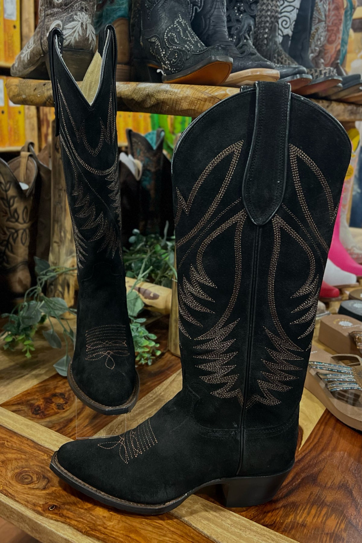 Women's Clara Black Suede Round Toe 15" Boot by Justin Boots-Women's Boot-Justin Boots-Gallop 'n Glitz- Women's Western Wear Boutique, Located in Grants Pass, Oregon