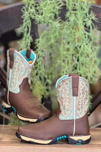 Corral Ladies Farm & Ranch Mint & Brown Square Toe Work Boots-Women's Boot-Corral Boots-Gallop 'n Glitz- Women's Western Wear Boutique, Located in Grants Pass, Oregon