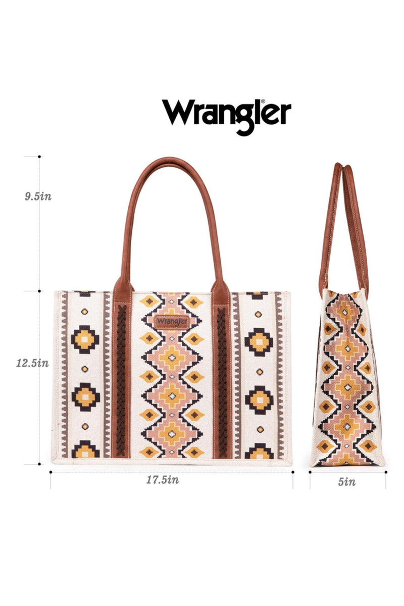 Wrangler Southwestern Canvas Wide Tote-Handbags & Accessories-Montana West-Gallop 'n Glitz- Women's Western Wear Boutique, Located in Grants Pass, Oregon