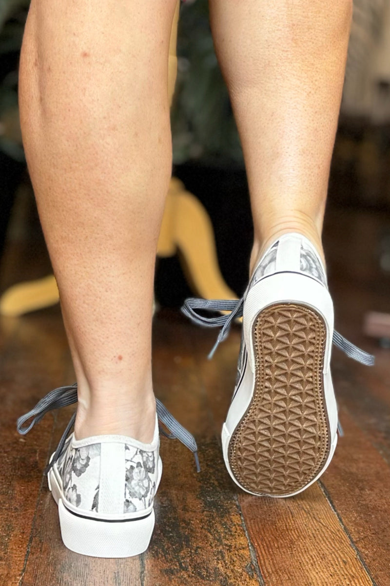 Waiting List White/Black Floral Sneaker By Corkys-Women's Shoes-Corkys-Gallop 'n Glitz- Women's Western Wear Boutique, Located in Grants Pass, Oregon
