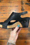 CARLEY By Corkys Washed Black Wedge-Women's Shoes-Corkys-Gallop 'n Glitz- Women's Western Wear Boutique, Located in Grants Pass, Oregon