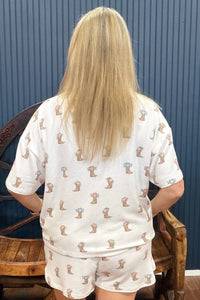Western Blooms Short Sleeve Pajama Top by PJ Salvage-Pajamas-PJ Salvage-Gallop 'n Glitz- Women's Western Wear Boutique, Located in Grants Pass, Oregon