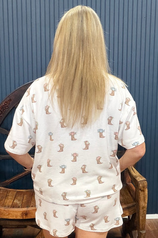 Western Blooms Short Sleeve Pajama Top by PJ Salvage-Pajamas-PJ Salvage-Gallop 'n Glitz- Women's Western Wear Boutique, Located in Grants Pass, Oregon