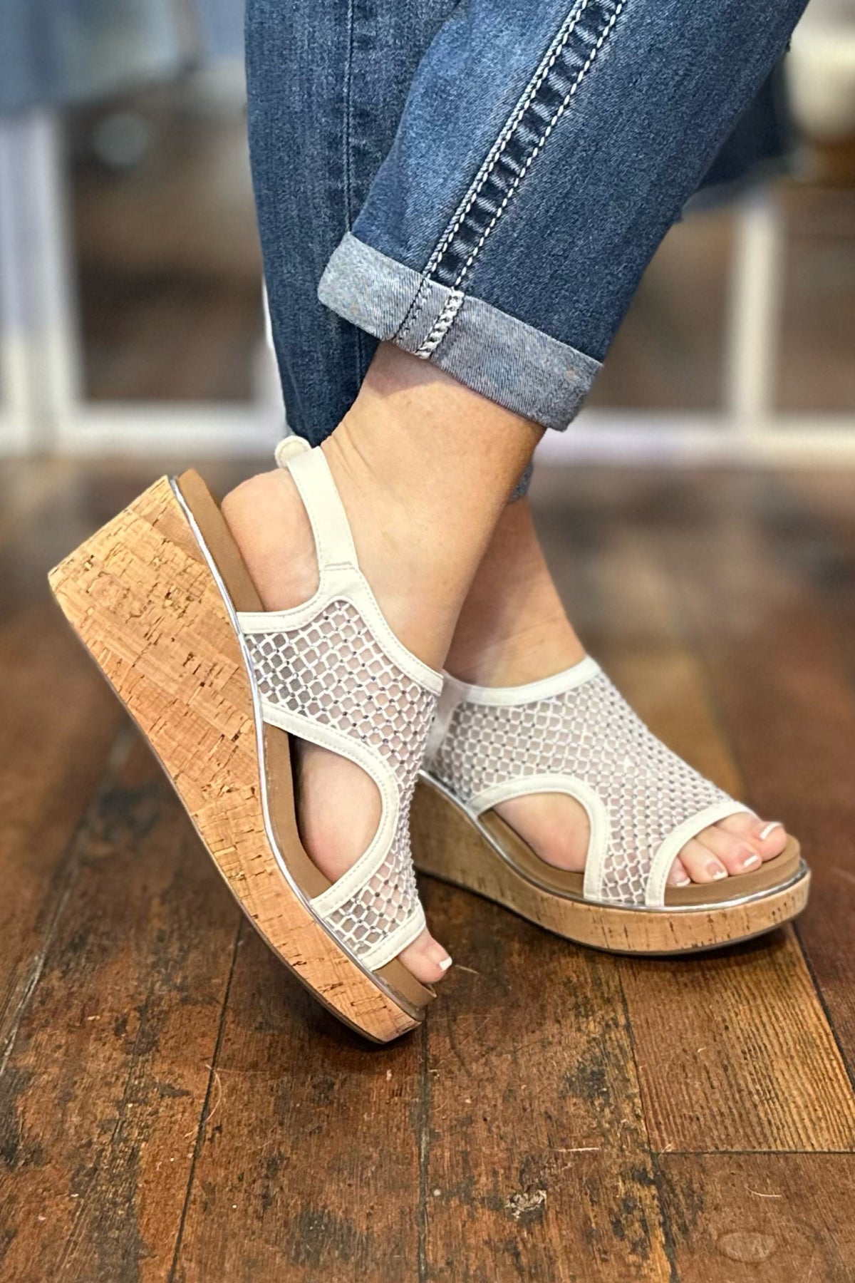 CARLEY By Corkys White Mesh Sparkle Sandal-Women's Shoes-Corkys-Gallop 'n Glitz- Women's Western Wear Boutique, Located in Grants Pass, Oregon