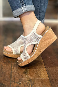 CARLEY By Corkys White Mesh Sparkle Sandal-Women's Shoes-Corkys-Gallop 'n Glitz- Women's Western Wear Boutique, Located in Grants Pass, Oregon