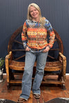 Aztec Print Relaxed Fit Ultra Soft Hoodie Rust/Mocha-Women's Hoodie-Avery-Gallop 'n Glitz- Women's Western Wear Boutique, Located in Grants Pass, Oregon