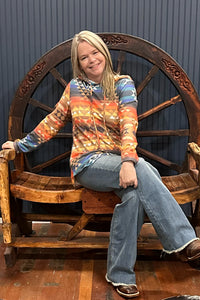 Aztec Print Relaxed Fit Ultra Soft Hoodie Rust/Mocha-Women's Hoodie-Avery-Gallop 'n Glitz- Women's Western Wear Boutique, Located in Grants Pass, Oregon