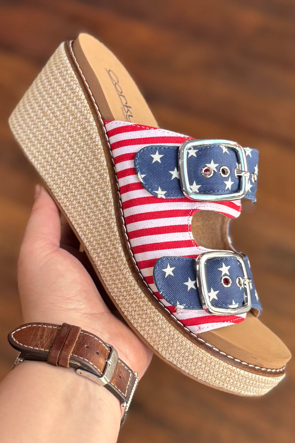 YEAH OKAY Americana Wedge Sandal by Corkys-Women's Shoes-Corkys-Gallop 'n Glitz- Women's Western Wear Boutique, Located in Grants Pass, Oregon