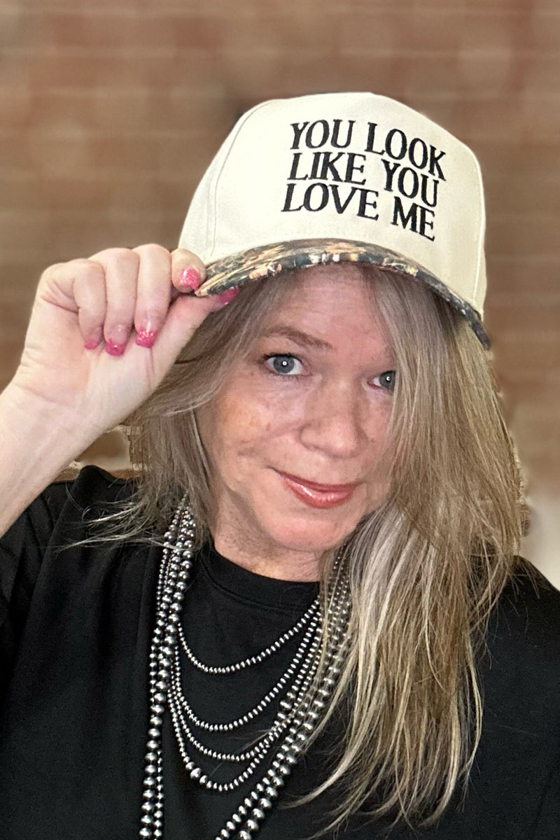 "You Look Like You Love Me" Camo Trucker Hat-Ball Cap-Fashion City-Gallop 'n Glitz- Women's Western Wear Boutique, Located in Grants Pass, Oregon