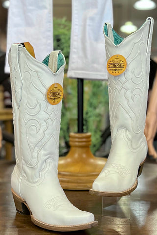 Corral LD White Embroidery Boot-Women's Boot-Corral Boots-Gallop 'n Glitz- Women's Western Wear Boutique, Located in Grants Pass, Oregon