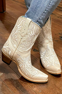 Bone Embroidered Ankle Snip Toe Boot by Corral Boots-Women's Boot-Corral Boots-Gallop 'n Glitz- Women's Western Wear Boutique, Located in Grants Pass, Oregon