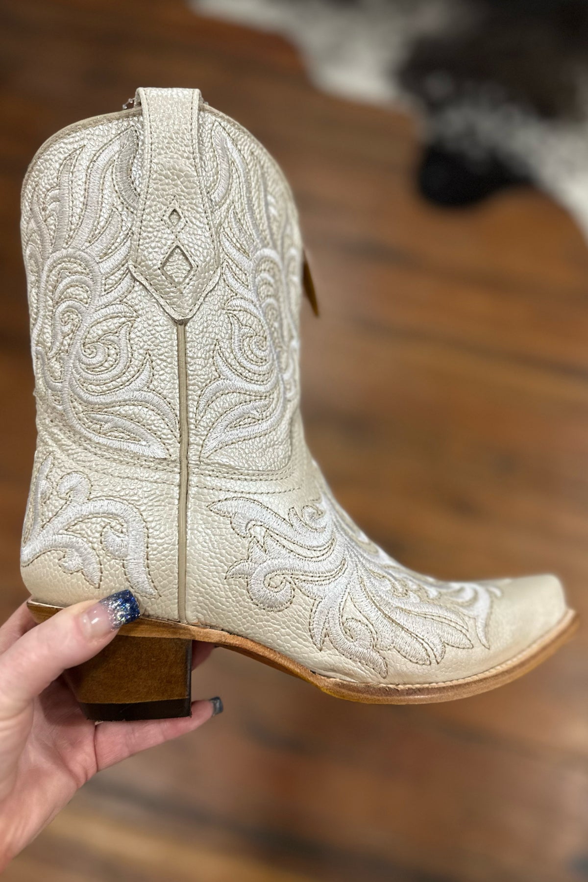 Bone Embroidered Ankle Snip Toe Boot by Corral Boots-Women's Boot-Corral Boots-Gallop 'n Glitz- Women's Western Wear Boutique, Located in Grants Pass, Oregon