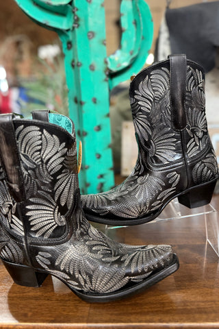 LD Grey Floral Petal Embroidery Ankle Boot by Corral-Women's Boot-Corral Boots-Gallop 'n Glitz- Women's Western Wear Boutique, Located in Grants Pass, Oregon