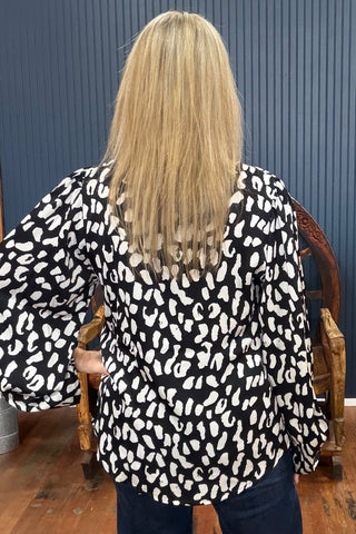Black and White Animal Print Blouse-Top-ee:some-Gallop 'n Glitz- Women's Western Wear Boutique, Located in Grants Pass, Oregon