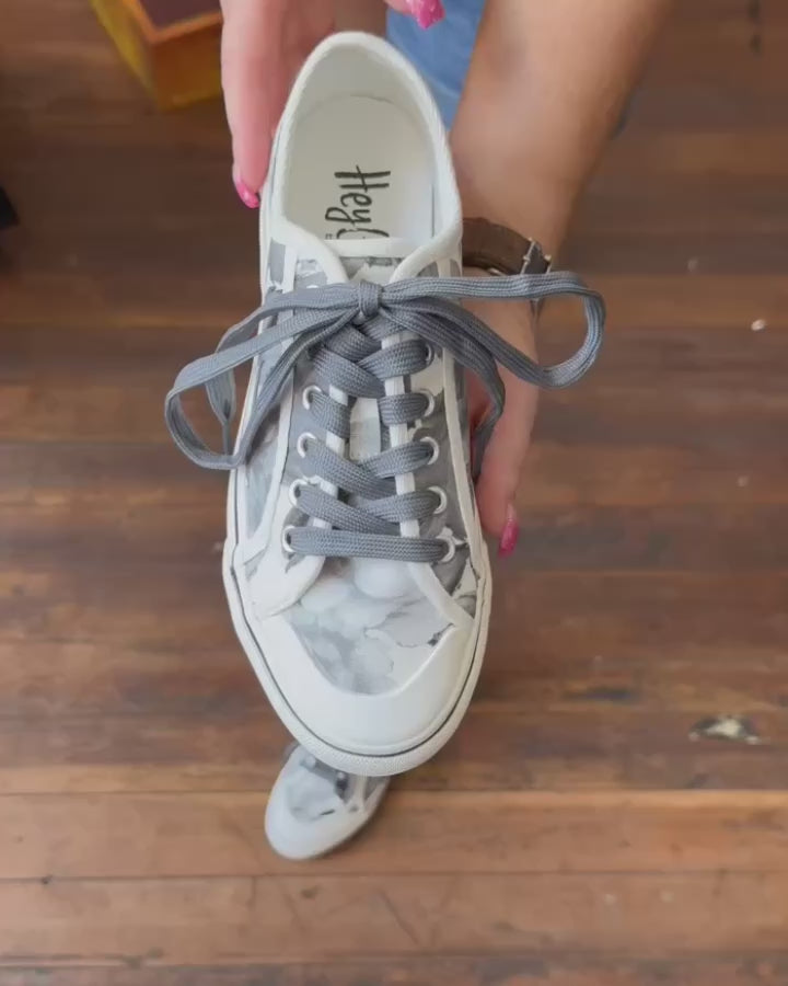 Waiting List White/Black Floral Sneaker By Corkys