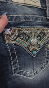 Turquoise Goddess Mid Rise Bootcut Jean by Miss Me