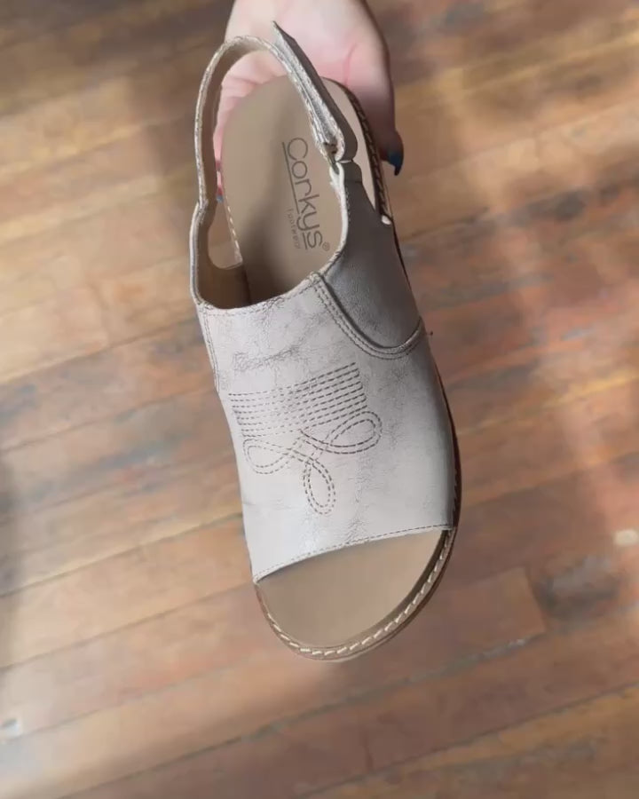 MOST WANTED By Corkys Cream Crackle Wedge Sandal